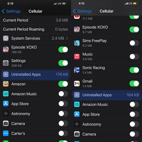 uninstalled apps using data