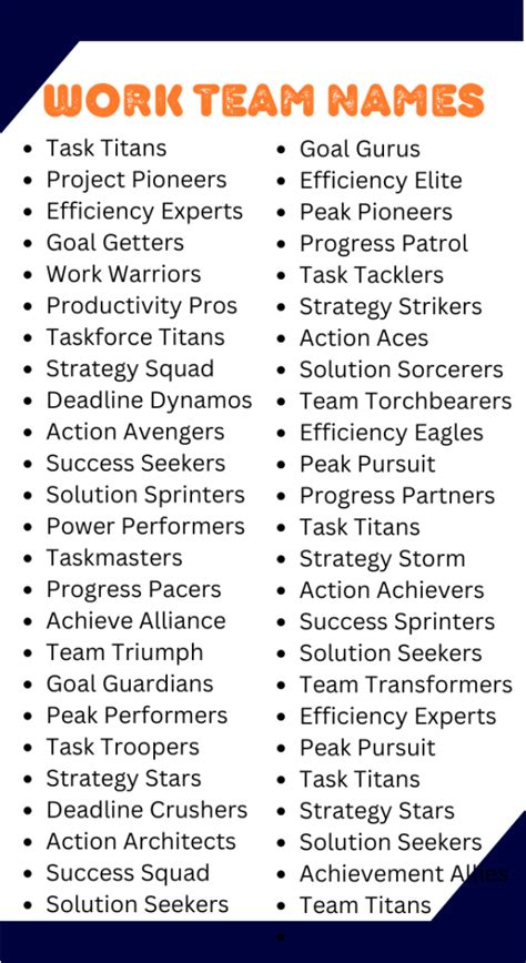 unique team names for work with meaning