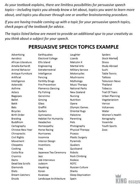unique topics for speech in english for high school students