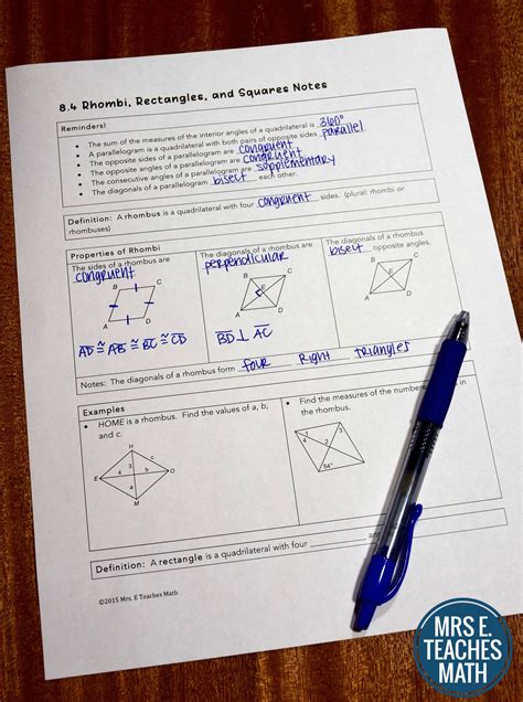 unit 7 polygons and quadrilaterals homework 3 rectangles answer key
