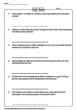 unit rate word problems pdf