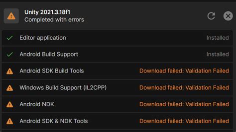 unity android ndk install failed
