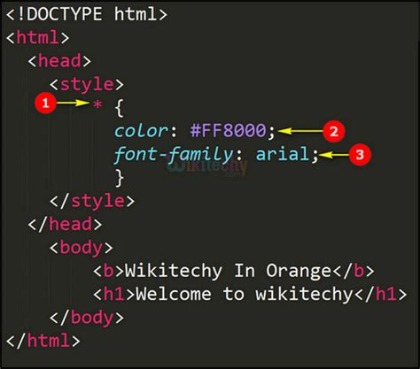 universal selector in css example