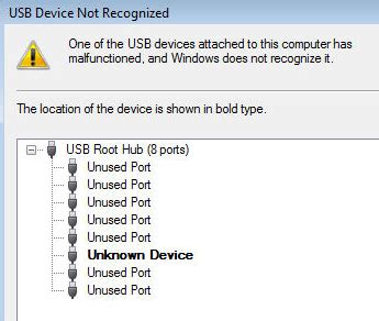 unknown devices usb not recognized