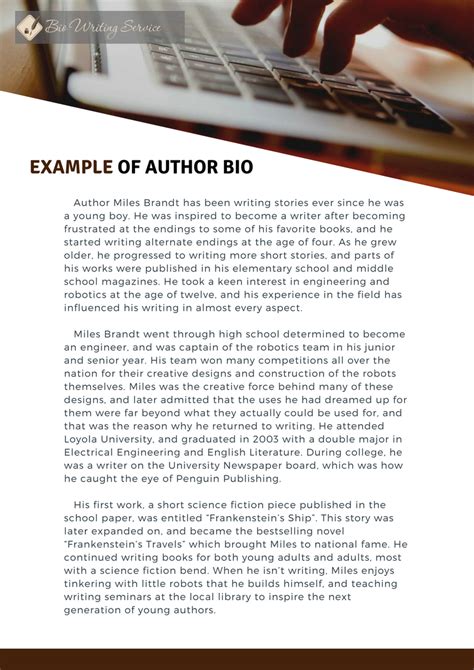 unpublished author bio examples