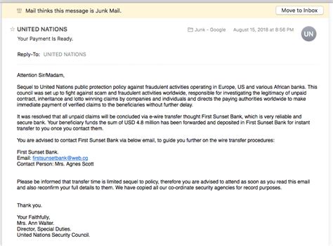 unsolicited email example