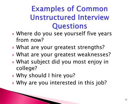 unstructured job interview questions examples