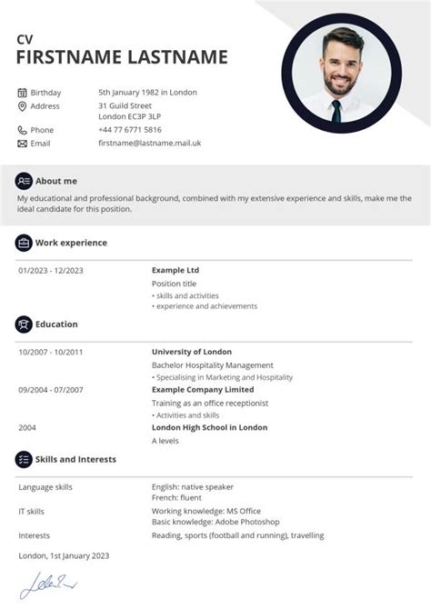 updated cv template 2024