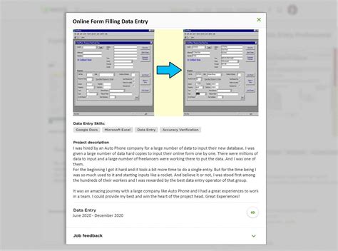 upwork portfolio sample for data entry