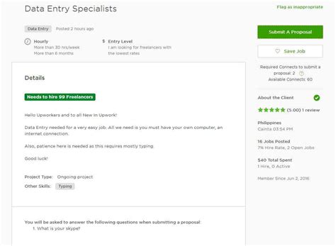 upwork proposal sample data entry