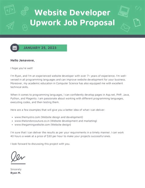 upwork proposal sample for web developer