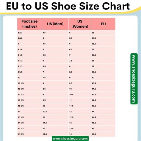 Usa Shoe Size Chart