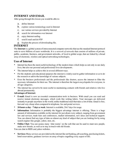 usage of internet notes