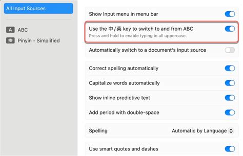 use caps lock to change language mac