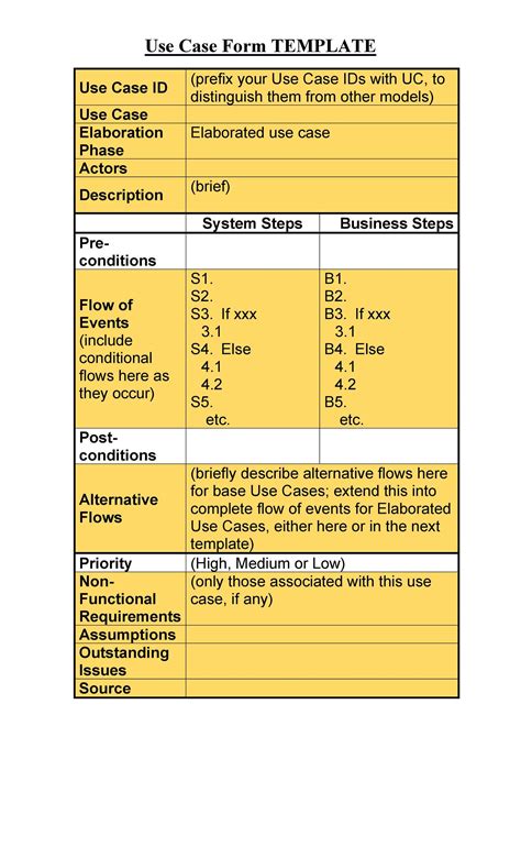 use case template with example
