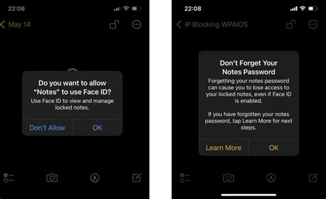 use face id for locked notes