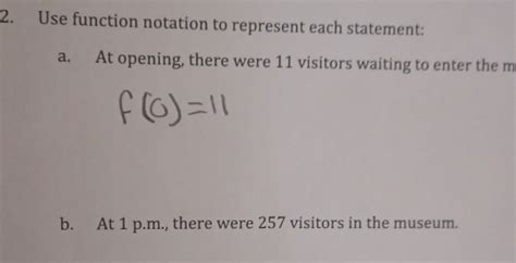 use function notation to represent each statement
