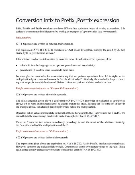 use of prefix and postfix expression