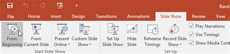 use of slide show tab in powerpoint