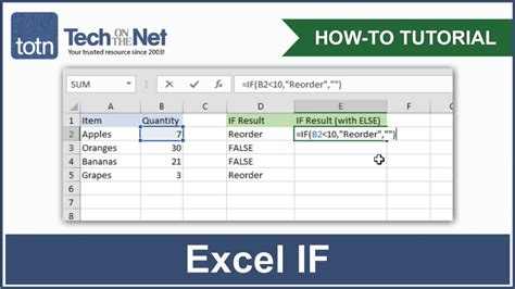 use text in excel if function
