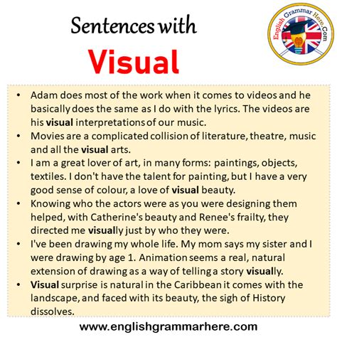 use visual text in a sentence examples grade 6