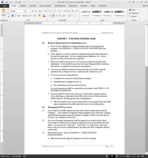 user access review policy example