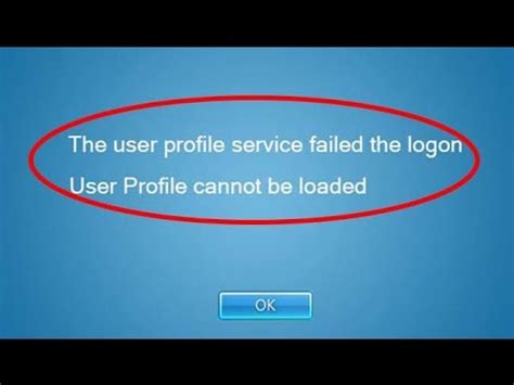 user profile service failed the logon user profile cannot be loaded windows 7