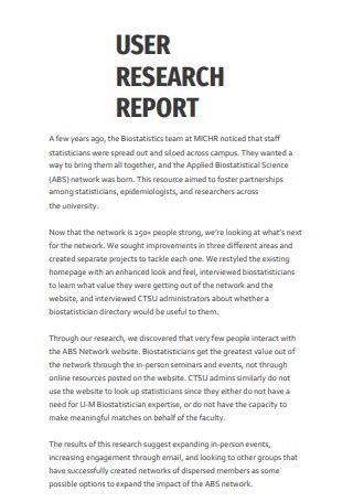 user research report example