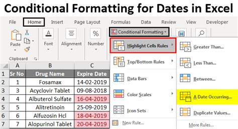 using dates in excel conditional formatting