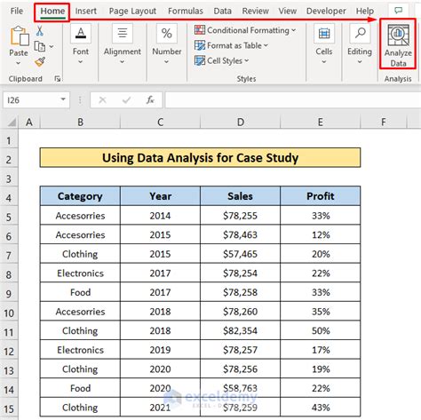 using excel for data analysis