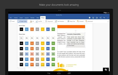 using microsoft office on android tablet