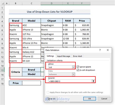 using vlookup with multiple criteria from drop down list