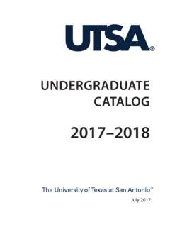 Utsa Undergraduate Catalog
