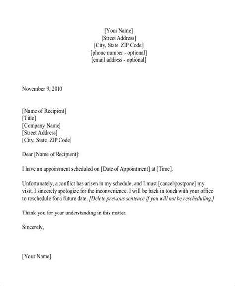 valid reason to cancel appointment