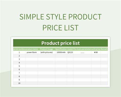 value list excel