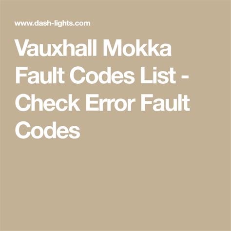 vauxhall mokka error codes pdf