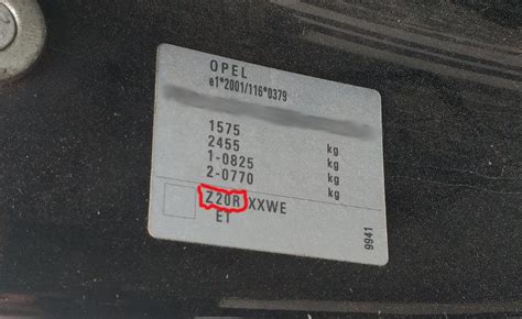 vauxhall movano paint code location