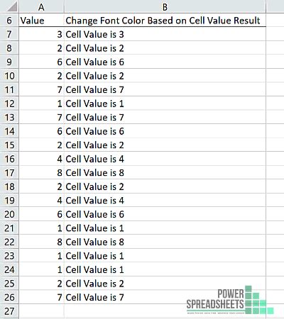 vba change font color based on cell value