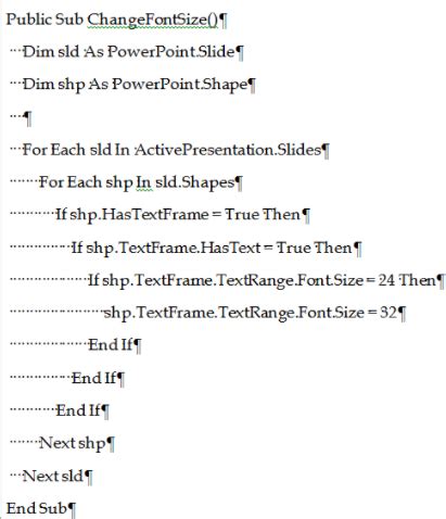 vba change font size in powerpoint table