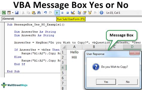 vba code message box yes no