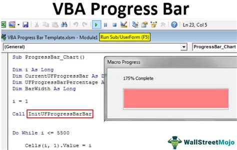 vba code to show progress bar