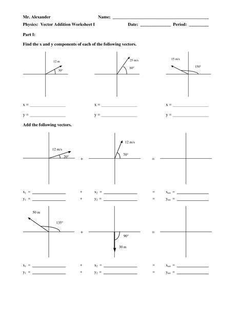 vector addition practice problems pdf