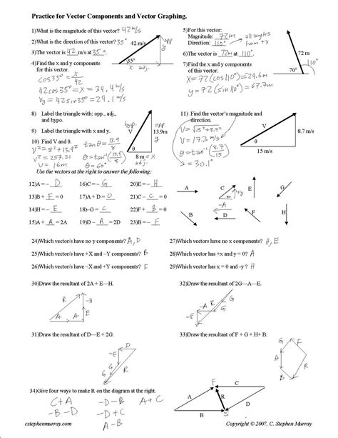 vector basics worksheet answers