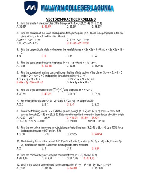 vector practice problems pdf