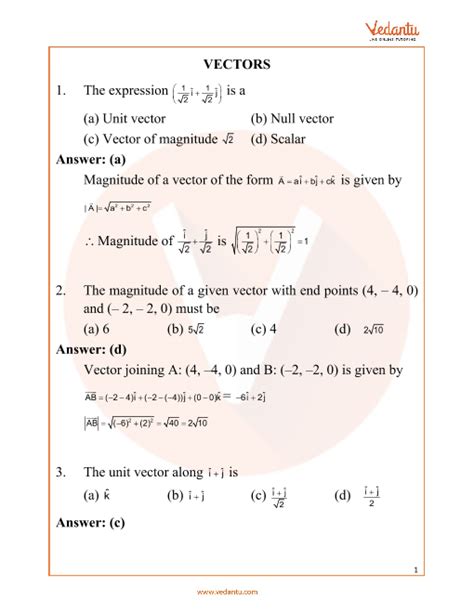 vector practice problems with answers pdf class 11