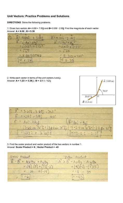 vector practice problems with solutions