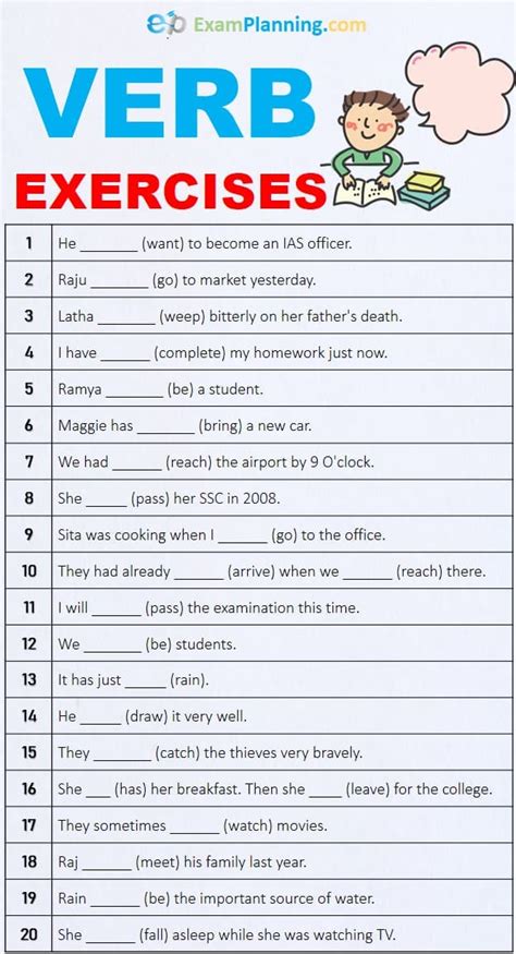 verb forms exercises with answers