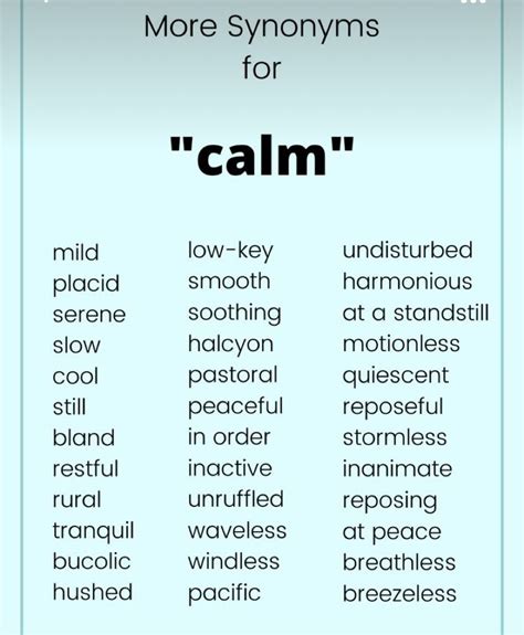 very calm in other words