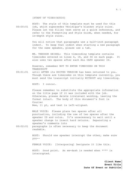 video transcript examples