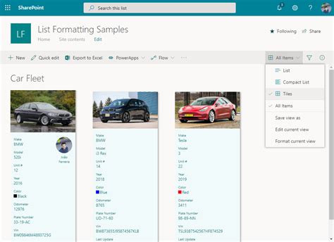 view sharepoint lists